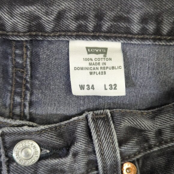 Levi's Jeans Mens 34x32 Fits 30x29 Black 501 Straight Button Fly Classic Fit Y2K - Picture 9 of 12